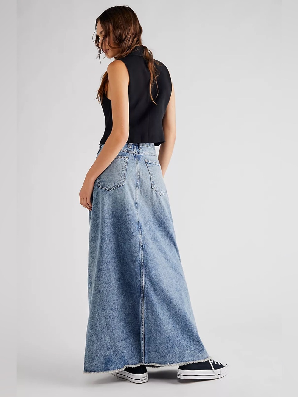 Free People We The Free Come As You Are Denim Maxi Skirt Size 14 NWOT - Picture 3 of 6